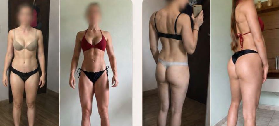 Registros fotográficos da transformação pessoal de Julia, em quatro ângulos